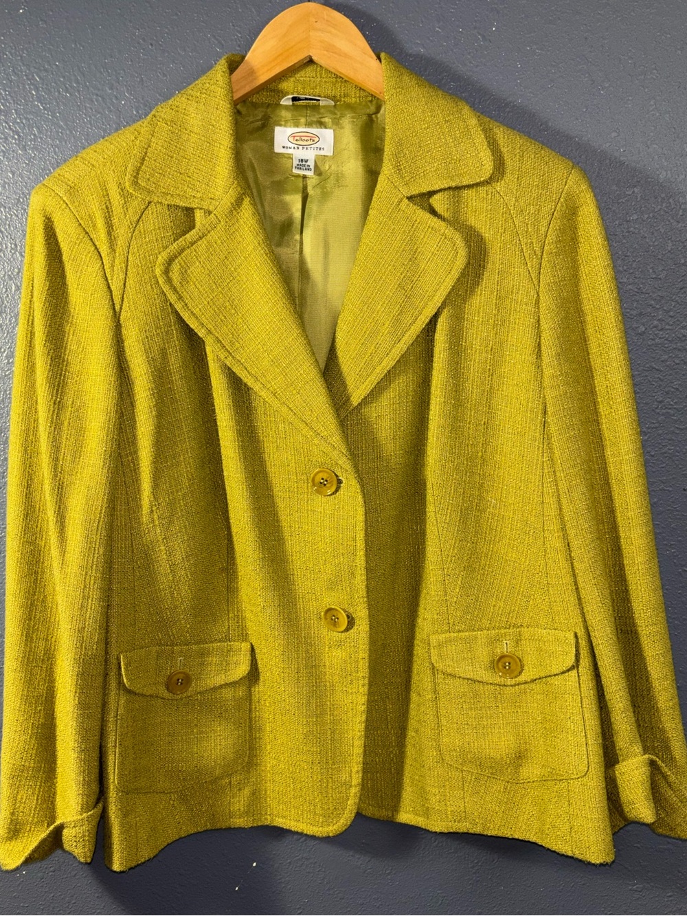 Talbots Vintage Style Women's Lime Green Textured Jacket